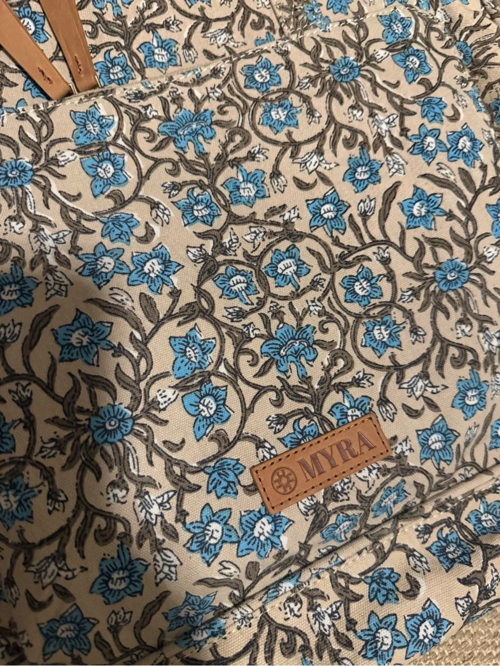 Myra Bag Sunnyfield Cotton Diaper Bag in Teal and Cream Floral